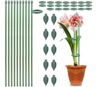 Sturdy Plant Stakes for Indoor Outdoor,17 Inch Plant Support Stakes with Clips, Adjustable Plant Support Sticks with Clips & Plant Ties, Extendable Plant Stakes, Orchid,Climbing Plants (17 inch 10pcs)
