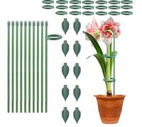 Sturdy Plant Stakes for Indoor Outdoor,17 Inch Plant Support Stakes with Clips, Adjustable Plant Support Sticks with Clips & Plant Ties, Extendable Plant Stakes, Orchid,Climbing Plants (11 inch 10pcs)