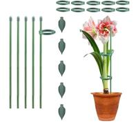 Sturdy Plant Stakes for Indoor Outdoor,17 inch Plant Support Stakes with Clips, Adjustable Plant Support Sticks with Clips & Plant Ties, Extendable Plant Stakes, Orchid,Climbing Plants (11 inch 5pcs)