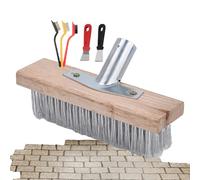 Sturdy Wire Broom, Metal Push Head, 19.69 inches Outdoor Brush with Long Handle Feature, Heavy Garden Broom, Patio Cleaning Tool with Reinforced Design, Concrete Stone for Deck