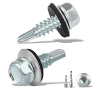 sturiz 100 Pièces Vis Autoforeuse Metal 4.8X16mm Vis Autoperforante Bac Acier pour Tole Toiture Avec Rondelle D'étanchéité - 2 Douilles Hexagonales Incluses M8 - Galvanisées, Argenté