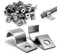 Sturiz 40Pcs Fixation Grillage Rigide Sur Mur 6mm Attache Grillage Rigide Panneau Cavalier Bride de Fixation Cable Electrique Inoxydable Colliers de Serrage en U Trou pour Tuyaux