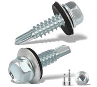sturiz 50 Pièces Vis Autoforeuse Metal 6.3X25mm Vis Autoperforante Bac Acier pour Tole Toiture Avec Rondelle D'étanchéité - 2 Douilles Hexagonales Incluses M10 - Galvanisées, Argenté