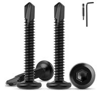 sturiz 60 Pièces Vis Autoforeuse Inox Metal Noir 6.3x16mm Vis à Tôle Plate Autotaraudeuse Vis Autoperforante Noire Tete 410 à Six Pans Creux Autoforeuses Noires avec Tournevis llen