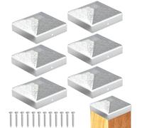 sturiz 6pcs Chapeau Capuchon Poteau 7x7cm Support Poteau Bois en Métal en Forme de Pyramide pour Poteaux Bois avec Vis Poteaux de Clôture