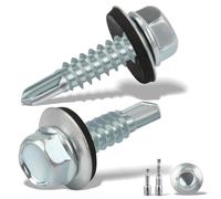 sturiz Lot de 300 vis auto-taraudeuses à tôle 4,8 x 19 mm pour tôle ondulée avec disque d'étanchéité + 2 pièces de clé à six pans M8 galvanisées vis autoperceuses (argent)