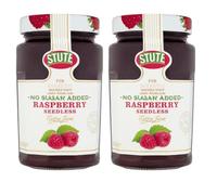 Stute Confiture sans sucre ajouté, framboise sans pépins, 430 g x 2, fruits naturels aux baies sucrées à tartiner à faible teneur en calories, crème de thé avec carte de remerciement Welari | (lot de