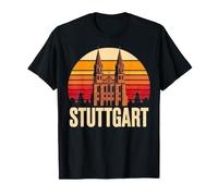 Stuttgart Souvenir rétro de l'église Allemande Coucher de Soleil T-Shirt