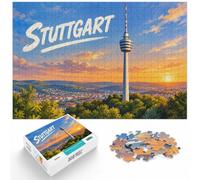 Stuttgart TV Tower Puzzle 1000pcs (70x50cm) avec Motif | Puzzle pour adultes avec 1000 pièces : associe concentration et détente ; quand un loisir concentré aide à décrocher.