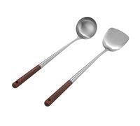 Stuurvnee Ensemble d'outils de spatule et louche Wok, spatule de 17 pouces pour wok, spatule en acier inoxydable pour wok