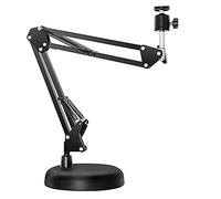 Stuurvnee Support pour webcam avec perche de suspension et bras en ciseaux avec base ronde améliorée, pour webcam
