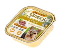 Stuzzy Mister, Nourriture Humide pour Chiens Adultes, saveur Poulet, pâté et Viande en Morceaux - Total 3,3 kg (22 Pots x 150 g)
