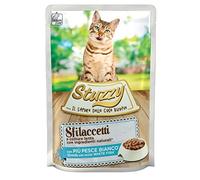 Stuzzy, Nourriture Humide complète pour Chats Adultes avec Poisson Blanc, en ébouillants, (24 enveloppes de 85 g)