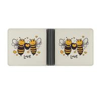 STVNKML Bee Love Portefeuille fin en cuir avec 2 poches cachées et 6 emplacements pour cartes pour espèces, cartes et carte d'identité, Bee Love Honey, Taille unique, Moderne