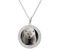 STVNKML Collier ras du cou avec ours polaire pour femme - Collier ras du cou tendance avec breloque en forme de disque de diamant pour anniversaire, Saint-Valentin, cadeau de Noël pour maman, épouse