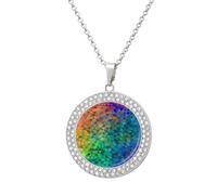 STVNKML Collier ras du cou avec pendentif en forme de cercle arc-en-ciel pour femme, collier ras du cou tendance avec breloque disque de diamant pour anniversaire, Saint-Valentin, cadeau de Noël pour