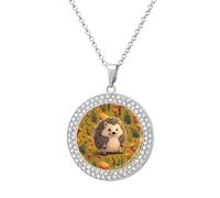 STVNKML Collier ras du cou avec pendentif en forme de hérisson pour femme, collier ras du cou tendance avec breloque disque de diamant pour anniversaire, Saint-Valentin, cadeau de Noël pour maman et