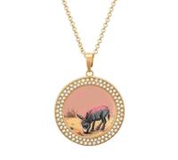 STVNKML Collier ras du cou avec pendentif rond en forme d'âne mange du sable pour femme, collier ras du cou tendance avec breloque disque de diamant pour anniversaire, Saint-Valentin, cadeau de Noël