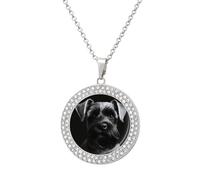 STVNKML Collier ras du cou en forme de chien schnauzer noir pour femme, collier ras du cou tendance avec breloque en forme de disque de diamant pour anniversaire, Saint-Valentin, cadeau de Noël pour