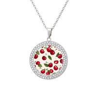STVNKML Collier ras du cou tendance avec motif cerise rouge pour femme, collier ras du cou à breloques en forme de disque de diamant pour anniversaire, Saint-Valentin, cadeau de Noël pour maman et