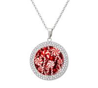 STVNKML Collier ras du cou tendance en forme de canne à sucre d'orge pour femme, collier ras du cou à breloques en forme de disque de diamant pour anniversaire, Saint-Valentin, cadeau de Noël pour