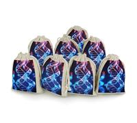 STVNKML DNA Genetic Helix Lot de 8 sacs cadeaux en coton et lin avec cordon de serrage pour événements décorés