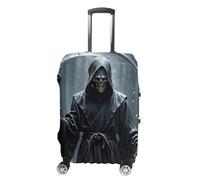 STVNKML Grim Reaper Housse de protection pour valise, lavable, élastique, anti-rayures, double face, avec fermeture éclair, pour bagages de 48,3 à 81,3 cm, blanc, L, Fleur et animaux