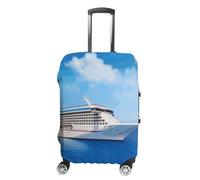 STVNKML Housse de protection pour valise, bateau de croisière, lavable, élastique, anti-rayures, double face, avec fermeture éclair pour bagages de 48,3 à 81,3 cm, blanc, XL, Fleur et animaux