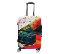 STVNKML Housse de protection pour valise, clavier de piano coloré, lavable, élastique, anti-rayures, double face, avec fermeture éclair pour bagages de 48,3 à 81,3 cm, blanc, XL, Fleur et animaux