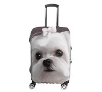 STVNKML Housse de protection pour valise, joli chien maltais, lavable, élastique, anti-rayures, double face, avec fermeture éclair, pour bagages de 48 à 81 cm, blanc, XL, Fleur et animaux