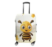 STVNKML Housse de protection pour valise, motif abeilles mignonnes, lavable, élastique, anti-rayures, double face, avec fermeture éclair, pour bagages de 48 à 81 cm, blanc, M, Fleur et animaux