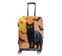 STVNKML Housse de protection pour valise, motif chat noir sur le toit, lavable, élastique, anti-rayures, double face, avec fermeture éclair pour bagages de 48 à 81 cm, blanc, S, Fleur et animaux