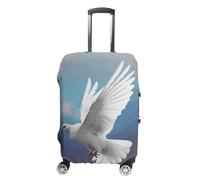 STVNKML Housse de protection pour valise, motif colombe de paix, lavable, élastique, anti-rayures, double face, avec fermeture éclair, pour bagages de 48,3 à 81,3 cm, blanc, XL, Fleur et animaux
