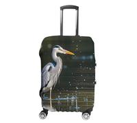 STVNKML Housse de protection pour valise, motif héron gris, lavable à l'eau, élastique, anti-rayures, double face, avec fermeture éclair, pour bagages de 48 à 81 cm, blanc, M, Fleur et animaux