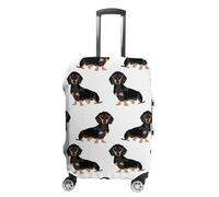 STVNKML Housse de protection pour valise, teckel, animaux domestiques, lavable, élastique, anti-rayures, double face, avec fermeture éclair pour bagages de 48,3 à 81,3 cm, blanc, L, Fleur et animaux