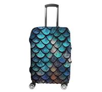STVNKML Housse de valise 3D avec motif écailles de dragon magique pour bagages de 48 à 81 cm - Housse de protection élastique double face lavable, blanc, L, Fleur et animaux