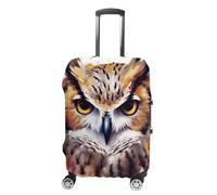 STVNKML Housse de valise à motif tête de hibou à l'aquarelle pour bagages, élastique, double face, lavable, housse pour bagages de 48,3 à 81,3 cm, blanc, XL, Fleur et animaux