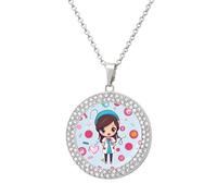 STVNKML Joli collier d'infirmière pour femme avec pendentif en forme de cercle - Collier ras du cou tendance avec breloque disque de diamant pour anniversaire, Saint-Valentin, cadeau de Noël pour