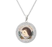 STVNKML Joli collier ras du cou avec pendentif rond en forme de petit hérisson pour femme, collier ras du cou à breloques en forme de disque de diamant pour anniversaire, Saint-Valentin, cadeau de