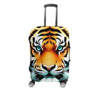 STVNKML Little Fat Tiger Housse de protection élastique double face lavable pour valises de 48 à 81 cm, blanc, S, Fleur et animaux