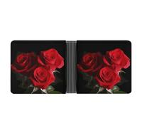 STVNKML Microphone avec notes de musique - Portefeuille en cuir à deux volets avec 2 poches cachées et 6 emplacements pour cartes - Portefeuille fin pour espèces, cartes et carte d'identité, Roses