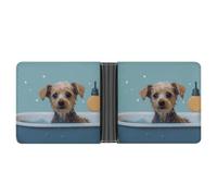 STVNKML Microphone avec notes de musique - Portefeuille en cuir à deux volets avec 2 poches cachées et 6 emplacements pour cartes - Portefeuille fin pour espèces, cartes et carte d'identité, Chien