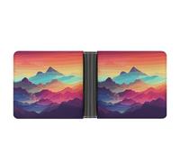 STVNKML Northern Lights Portefeuille fin en cuir avec 2 poches cachées et 6 emplacements pour cartes pour espèces, cartes et carte d'identité, Dégradé de couleur montagne, Taille unique, Moderne