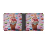 STVNKML Portefeuille à deux volets en cuir aquarelle flamant rose avec 2 poches cachées, 6 emplacements pour cartes, portefeuille fin pour espèces, cartes et carte d'identité, De nombreuses glaces