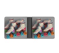 STVNKML Portefeuille à deux volets en cuir coloré avec 2 poches cachées, 6 emplacements pour cartes, pour espèces, cartes et carte d'identité, Patins à roulettes rétro colorés., Taille unique, Moderne