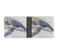 STVNKML Portefeuille en cuir coloré à deux volets avec 2 poches cachées et 6 emplacements pour cartes pour espèces, cartes et carte d'identité, Image d'une baleine, Taille unique, Moderne