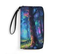 STVNKML Portefeuille en cuir pour femme Motif forêt fluorescente