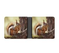 STVNKML Portefeuille fin à deux volets en cuir avec 2 poches cachées et 6 emplacements pour cartes pour espèces, cartes et carte d'identité, Écureuil amusant., Taille unique, Moderne