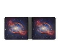 STVNKML Portefeuille fin en cuir à deux volets avec 2 poches cachées et 6 emplacements pour cartes pour espèces, cartes et carte d'identité Motif léopard des neiges, Gala de l'univers, Taille unique
