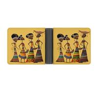 STVNKML Portefeuille fin en cuir à deux volets avec 2 poches cachées et 6 emplacements pour cartes pour espèces, cartes et carte d'identité, Culture africaine créative, Taille unique, Moderne